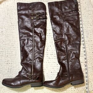 NWOT Brown Knee-High Faux Leather Boots
